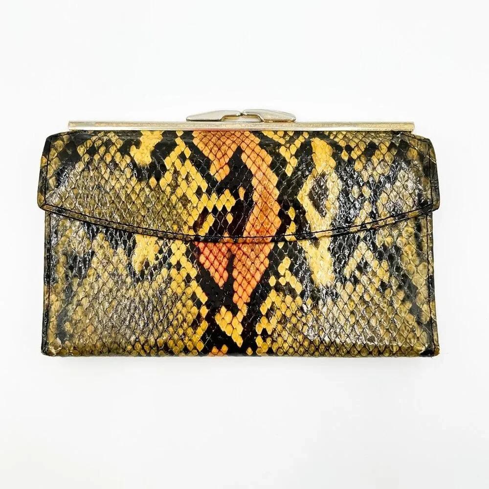 Bosca Genuine Python Leather Wallet Clutch Made in USA